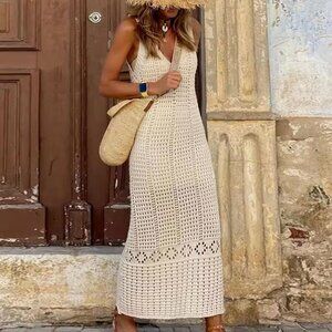 Elegant V-Neck Beach Cover Up Dress